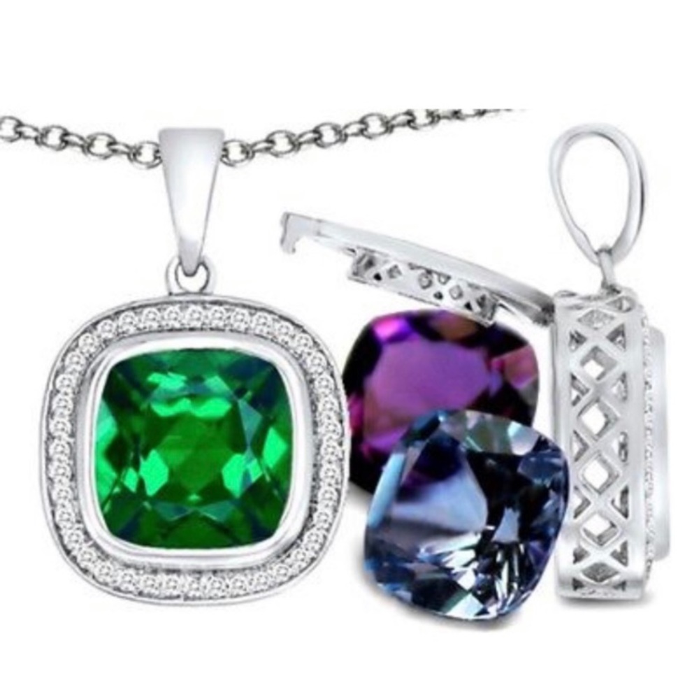 NIB Interchangeable Birthstone Pendant Necklace -12 in 1
